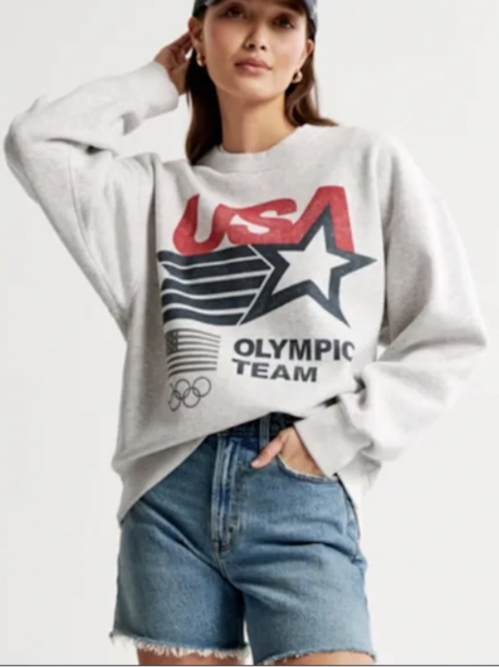Abercrombie & Fitch Gray USA Olympic Team Crewneck Sweatshirt